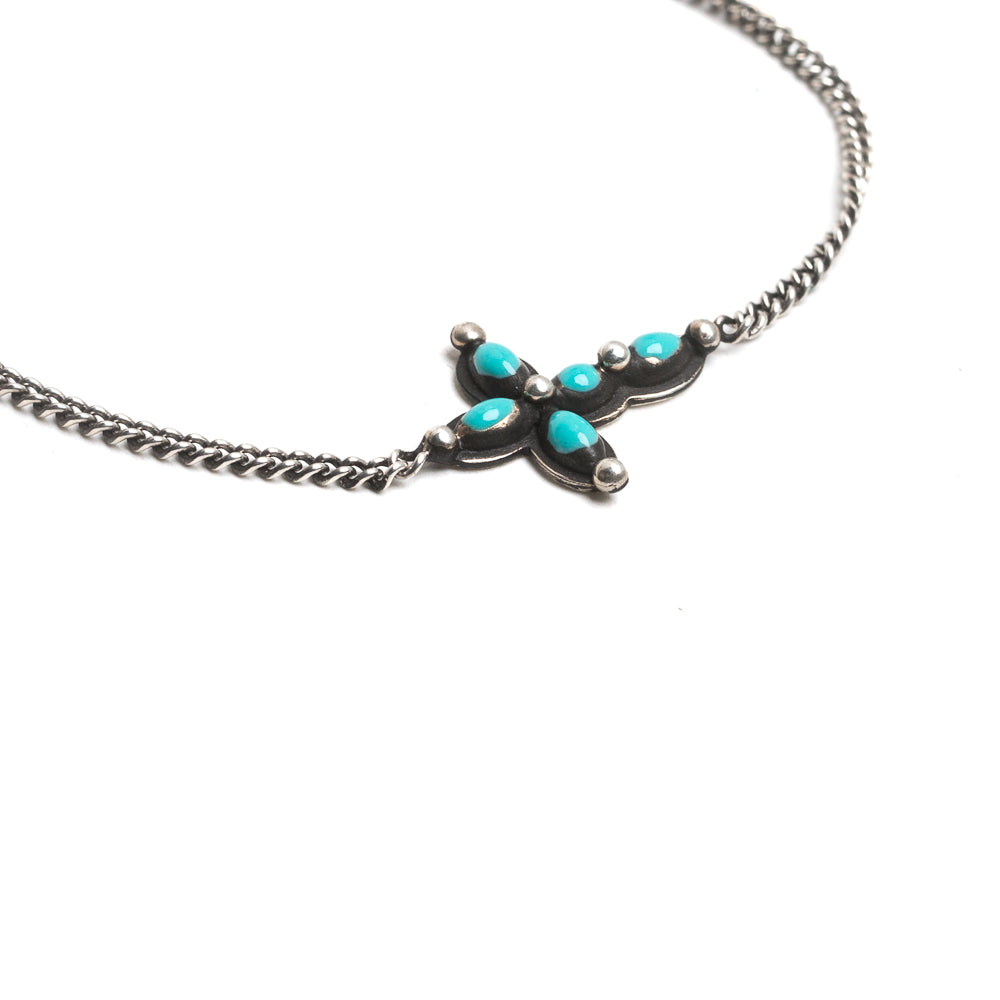 D'AMICO Bracciale Catenina + Croce Smaltata Turchese Presa