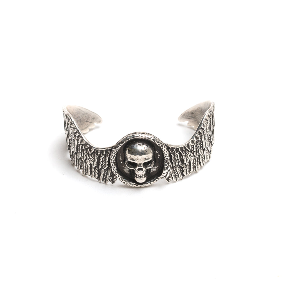 D'AMICO Bracciale Rigido Ali + Teschio Saldi Di Fabbrica
