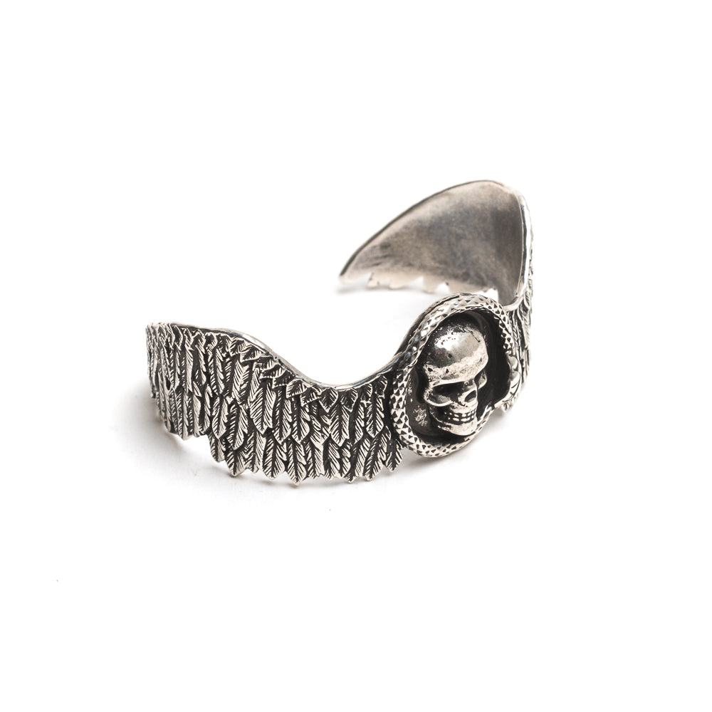D'AMICO Bracciale Rigido Ali + Teschio Saldi Di Fabbrica