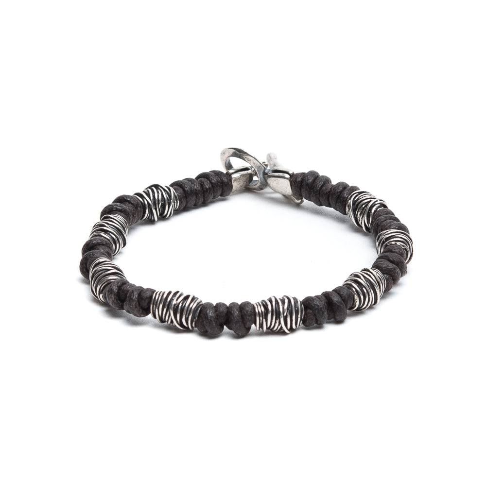 D'AMICO Bracciale Cotone Cerato + Argento 925 Testa Moro Nuova