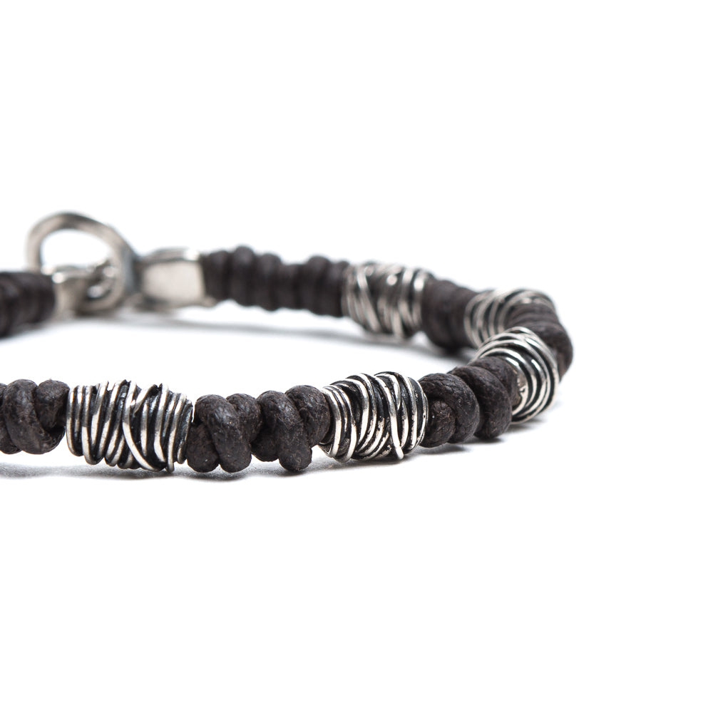 D'AMICO Bracciale Cotone Cerato + Argento 925 Testa Moro Nuova