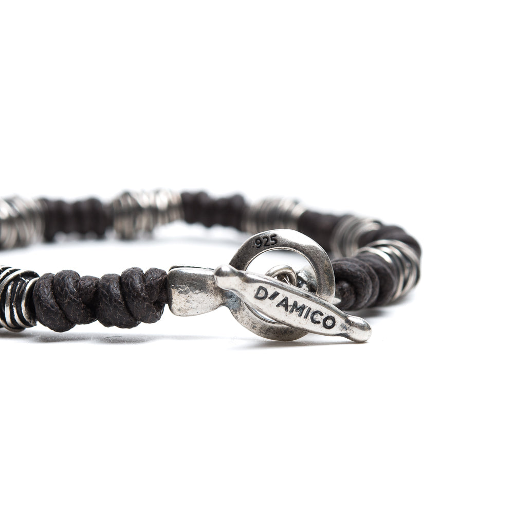 D'AMICO Bracciale Cotone Cerato + Argento 925 Testa Moro Nuova