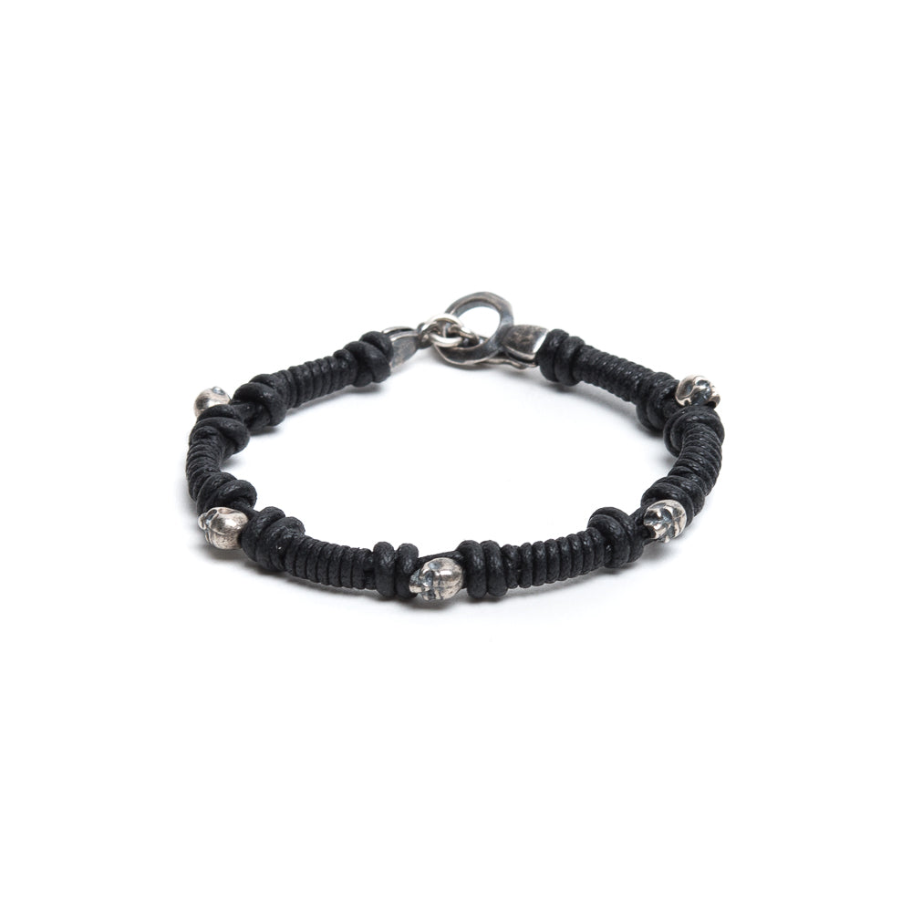 D'AMICO Bracciale Cotone Cerato + Teschietti Argento 925 Italy