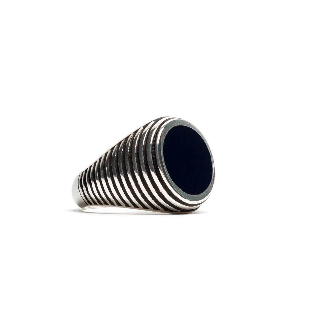 D'AMICO Anello Rigato con Lacca Blu Soddisfazione Garantita