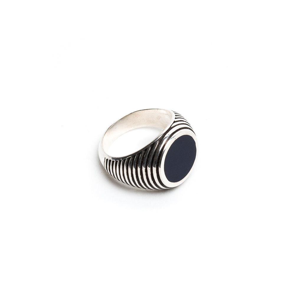 D'AMICO Anello Rigato con Lacca Blu Soddisfazione Garantita